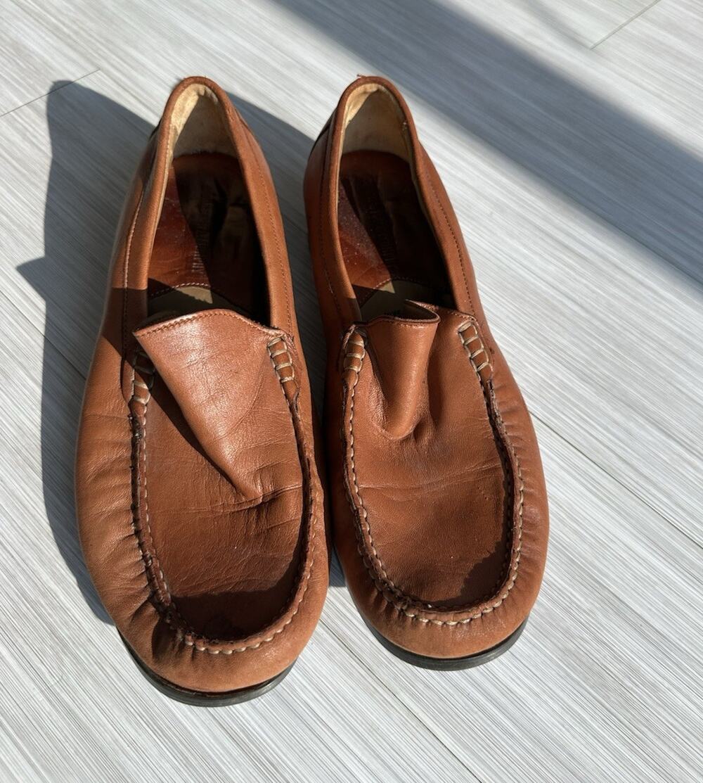 Johnston & Murphy Cresswell Venetian Brown Leather Sheepskin Loafers 9M